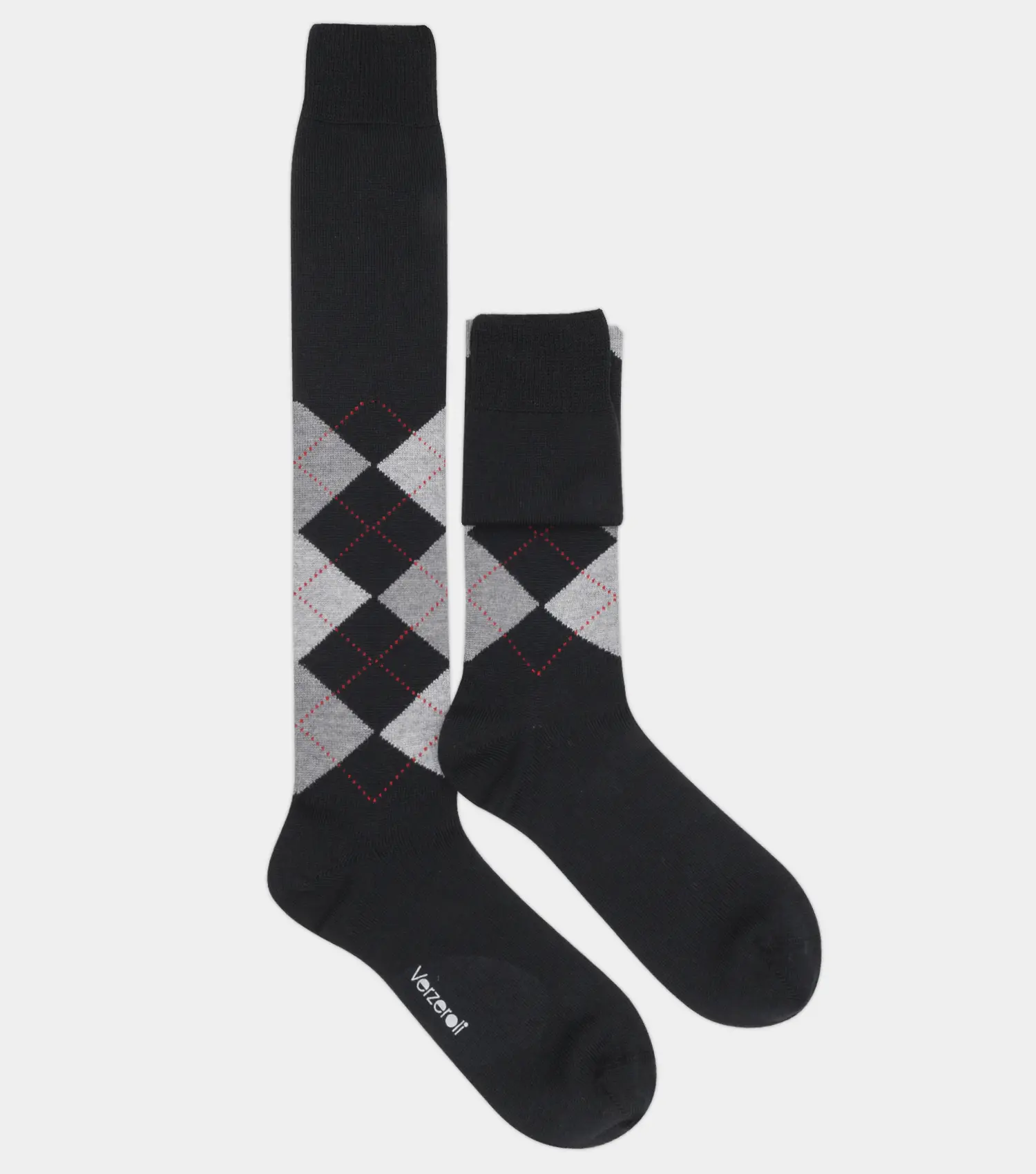 Calze uomo in lana a rombi eleganti e calde, perfette per il look formale e casual. Design geometrico con motivi a rombi,