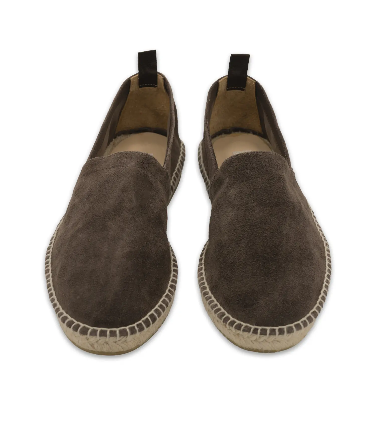CAPRI - Espadrillas mocassino da uomo in pelle scamosciata con suola in paglia naturale