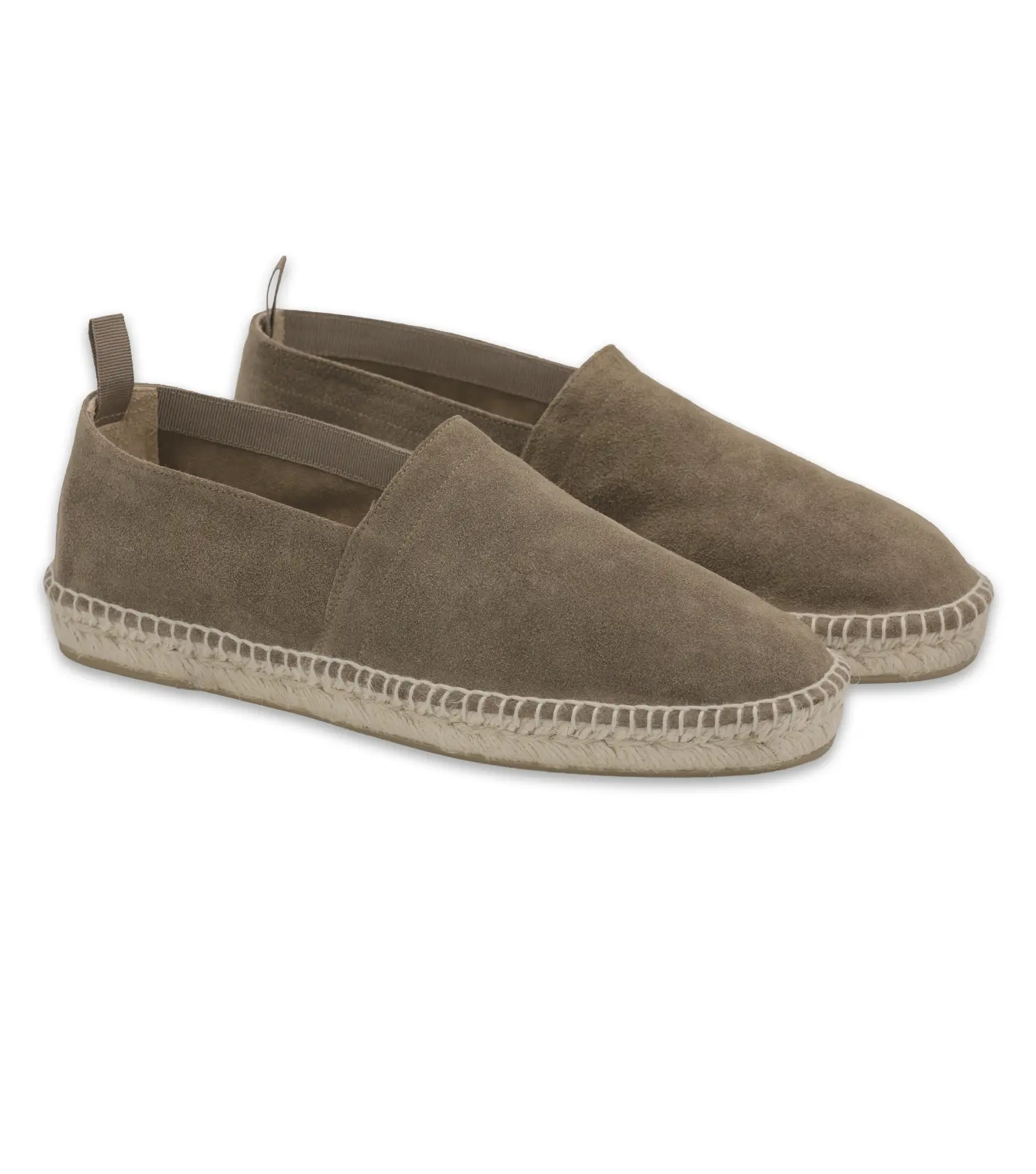 CAPRI - Espadrillas mocassino da uomo in pelle scamosciata con suola in paglia naturale