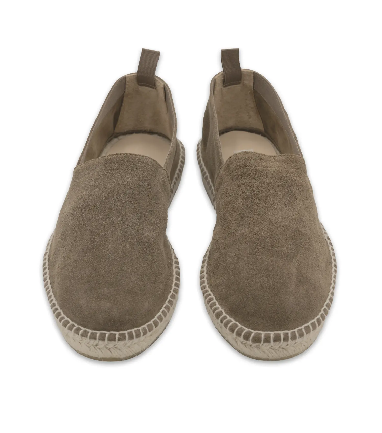 CAPRI - Espadrillas mocassino da uomo in pelle scamosciata con suola in paglia naturale