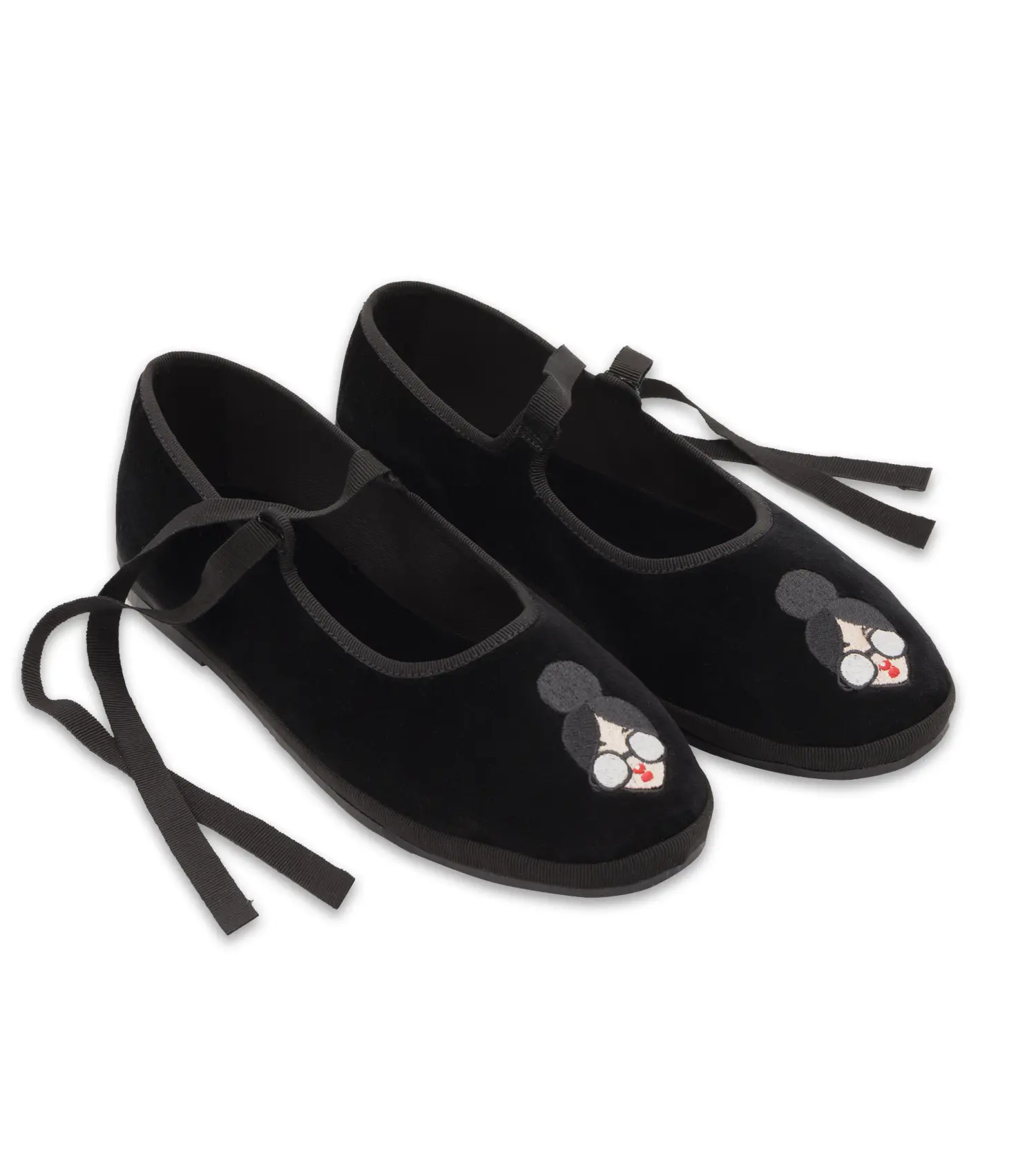 MERY - Friulana punta rotonda con fiocco ton sur ton e ricamo dell'iconica Doll by Mary Sapotito