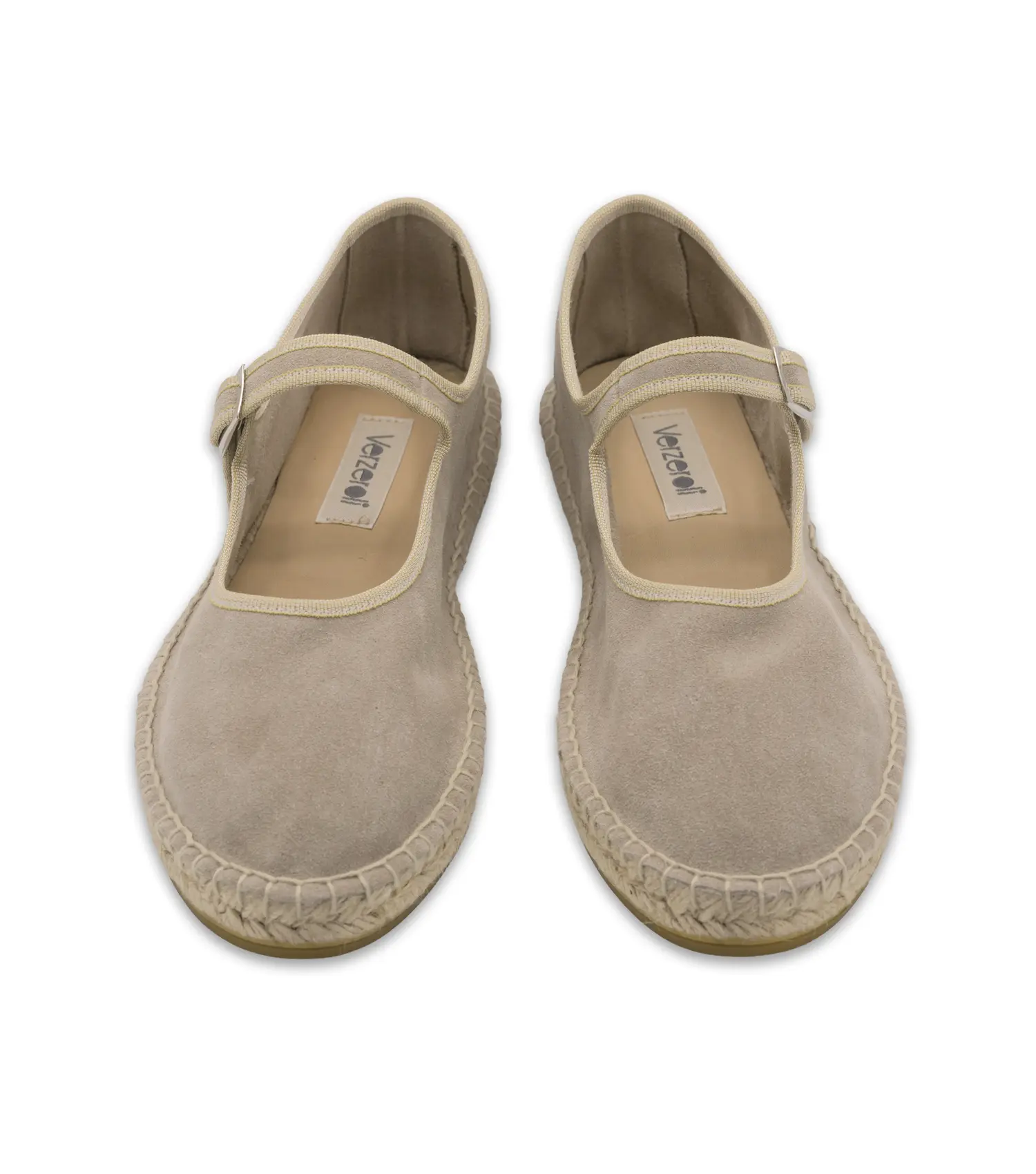 PANAREA - Ballerine da donna Panarea in pelle scamosciata con suola in paglia naturale